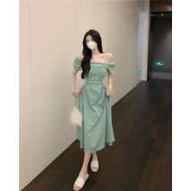 스트링 빈티지 밴딩 베트남 여행 바캉스 니트 오버핏 벨벳 파티 여성 주름 원피스