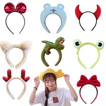 파티 생일 머리띠 리본 토끼 왕관 고양이 동물 캐릭터, 01.반짝미키(레인보우)