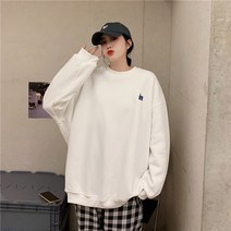패션디바 여성용 가을 겨울 캐주얼 라운드 레터링 오버핏 기모 긴팔 맨투맨