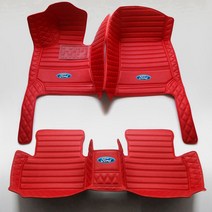 포드 머스탱 레인저 에베레스트 F150 엣지 쿠가 Ford Everest Edge Ranger 적합 모든 날씨 방수 자동차 액세서리 자동 카펫 발 패드에 가죽 자동차 바닥 매트, 빨간, Mustang 머스탱 2015-2020