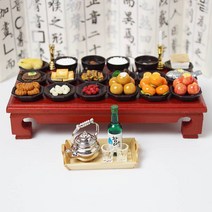 납골당꾸미기 미니어처 2인 제사상 (퇴주상선물) 장식 상차림 추모관 봉안당 교자상 제례용품, 6.장수막걸리(녹색)