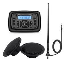 종다리 스피커 보트 라디오 오디오 마린 스테레오 블루투스 미디어 수신기 mp3 자동차 플레이어 + rv atv 요트 + fm am 안테나 용 4 인치 방수, 없음