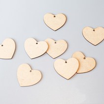 MDF 나무 와패 하트 10개 우드팬던트 나무조각