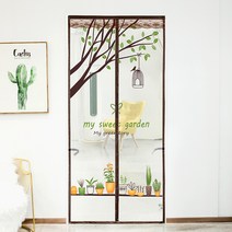 현관 중문 방충망 100X210cm 방문 베란다 자석 모기방충문 벨크로 끈 접이식형, 라이프 가든 1세트
