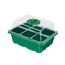 소형비닐하우스 가정용 온실 종자 스타터 트레이 조절식 돔형 식물 재배 키트 습도 배출, 6-hole green