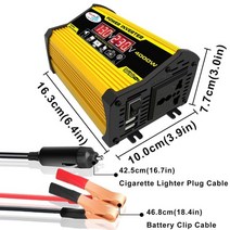 시거잭인버터 태양광인버터 캠핑용인버터 차량용인버터 순수정현파 4000w 피크 자동차 전원 변환기 dc 12v ac 110220v 변압기 듀얼 usb 전압 수정 사인파 자동차, 12v  110v