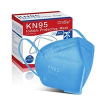ChiSip KN95 안면 마스크 20개 5겹 컵 먼지 안전 남성용 여성용 PM2.5에 대한 통기성 보호 블랙, 20팩, 04.블루