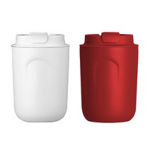 원터치 스테인리스 커플 투썸 텀블러 보온보냉 완전 밀폐 텀블러 2개 세트, 레드 220ml+화이트 220ml