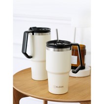 위클린 그립감좋은 손잡이 일체형 기능성 빨대 내장 핸들텀블러 보온보냉 휴대용 대용량, 600ml, 그레이