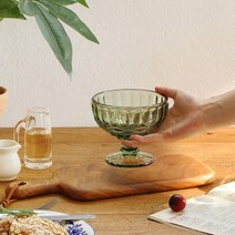 아이스크림그릇 팥빙수그릇 고블렛 디저트접시 디저트그릇 카페잔 그릭 요거트볼 요플레잔 아포가토잔 엔틱 그릇 설빙 빙수볼, 초록