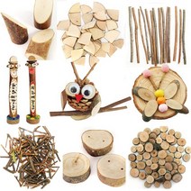 [문구조아] 나무 조각 천연 나무 조각 나무토막 미술 공예재료 21번, 8개