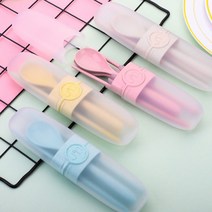캠핑 카라반 휴대용 식기 수저 포크 젓가락 수저통세트, 4소풍수저세트-베이지