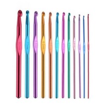 가벼운 알루미늄 컬러 코바늘 12개 세트 레이스 목도리 모자 뜨기 손 뜨개질 모사용 바늘 재료 뜨개 가방 수세미 레이스용 부자재 용품 도구