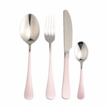 식기세척기 매트 골드 칼 세트 스테인레스 스틸 나이프 포크 스푼 디저트 Flatware 식탁 4 Pcs 식기 세척기 안전, 04 pink silver 4pcs