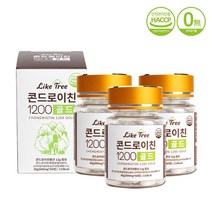 라이크트리 콘드로이친 1200 골드 미국산 곱상어연골 상어연골분말 어골칼슘 유기농 아가베 이눌린 고함량 콘드로이틴 HACCP 햇썹 인증 제조, 60정, 3개