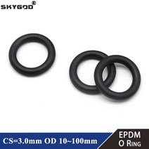 10/50 개 EPDM o 링 CS 3mm OD 10 ~ 100mm 산 및 알칼리 저항 방수 마찰 o-링 블랙, OD 10mm ID 4mm, 10Pcs, CS 3.0mm