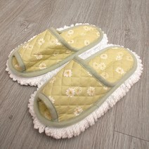 LKEY 민들레 탈부착형 청소슬리퍼 실내화 거실화, 청소슬리퍼_민들레 그린