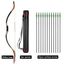 서바이벌 페인트볼 3050 파운드 사냥 장궁 리커브 활 야외 사격을 위한 전통적인 나무, 50lbs green set 2