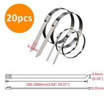 스텐 케이블건 자동 타이건 4.6/7.9mm 스테인레스 스틸 금속 케이블 배기 랩 코팅 잠금 지퍼 다기능 20 개, [15] 1000mm(39.37inch), [01] 4.6mm(0.18inch)