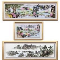 진품 / 할인판매 진짜 그린 8점 그림 배삼임수 산수화그림 풍수 풍경 액자 거실 복도 사업장 부자되는 풍경화 생기 풍수에좋은 그림 표구액자 풍경그림 동양화, 3번 그림