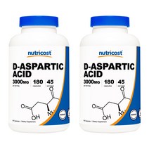 뉴트리코스트 D-아스파르트 애시드 3000mg 캡슐 글루텐 프리, 180캡슐, 2개
