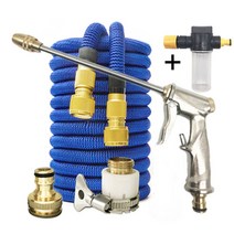 물호스 고압 분사기 호스 호스릴 정원 호스 water gun kit magic watering hose with high pressure car washer gun water, 호스 총 거품 냄비, 25피트-7.5m