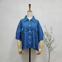 루즈핏 블루셔츠블라우스 볼륨소매 오버핏 88가능