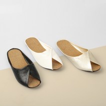 위하우스 여성 만두 라탄 가벼운 거실화 명품 실내화 사무실 뮬 슬리퍼, 실버골드