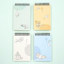 귀여운 냥이의 하루 상철 합지 수첩 1P 106 x 164mm 유선 스프링 하드 커버 어린이 학용품 메모지, 랜덤