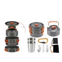 아웃도어 캠핑 코펠세트 2-3인용, 오렌지