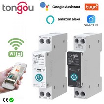 TUYA-와이파이 스마트 회로 차단기 계량 1P 63A DIN 레일 홈 무선 원격 제어 스위치 앱 TONGOU, CHINA_White No metering | 63A, 01 White No metering_06 63A