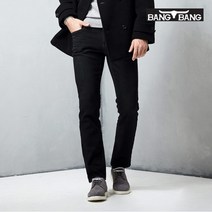 [뱅뱅] [뱅뱅] 남성 플리스 본딩 기모데님 검정