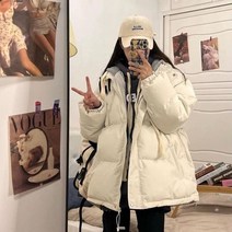 숏 패딩 점퍼 겨울 코트 여성 후드 루즈핏