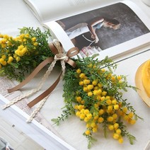 가족펜션 방문장식용 미니조화 가랜드 봄인테리어 테코소품 생화느낌 카페문 편집샵데코용 분위기전환, 화이트