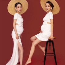 만삭촬영 원피스 돈다이어트 임산부 사진촬영복 흰색 드레스 슬림 드래그 드레스 스튜디오 사진촬영복