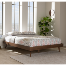 북유럽 침대 프레임 블랙 월넛 침대 프레임 오크 등받이 ​​없는 침대 프레임 원목 프레임 침대 옆 작은 아파트 침대 프레임, 검은 호두, 1800mm2000mm, 브래킷 구조