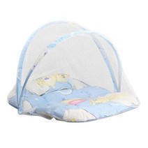 GHSHOP 텐트 아기 침대 신생아 수면 침대 모기장 침대 베개, 폴리 에스터 코튼, 블루
