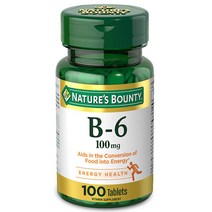 네이처스바운티 비타민 B6 100mg 100정 Natures Bounty Vitamin B6, 1, 1