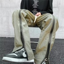 커플룩 아메리칸 가을 지퍼 트임 팬츠 남녀 루즈핏 하이 스트리트 트레이닝 바지 러쉬 선물