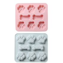 발바닥 뼈다귀 혼합 실리콘몰드 8구 2종 세트, 블루. 핑크, 2세트