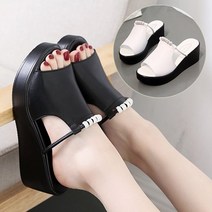 안안씬 여성 여름 웨지힐 통굽 슬리퍼 C24