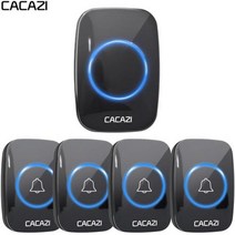 무선 초인종 비디오 CACAZI60 차임 110DB 300M 방수 원격 유럽호주영국미국 플러그 스마트 도어 벨 배터리 1 버튼 2 3 수신기, 4 button 1 receiver+EU