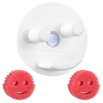 싱크대걸레받이 주방 흡입 컵 웃는 얼굴 스폰지 거치대 욕실 싱크대 보관 장식, 2.1x Holder   2 red