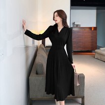 망고베이비 에투 벨티드 플리츠 니트 롱원피스