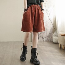 여자 신상반바지 와이드 5부 팬츠 가을 코디 코듀로이 순색 캐주얼 일자 팬츠
