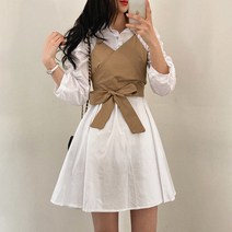 더핑크 / [더핑크] 니어 리본랩 뷔스티에+셔츠 미니 원피스