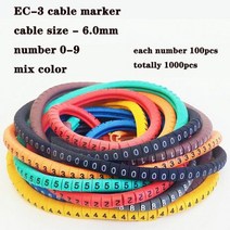 와이어메쉬 케이블 마커 와이어 라벨 EC-0 EC-1 1000pcs 마크 번호 0 9 컬러 2.5 sqmm 절연 PVC 레이블 레이블138583, EC-3-1000PCS-mix