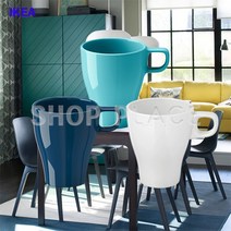이케아 FARGRIK 커피 물컵 머그잔 홈카페, 터쿼이즈+컵받침 1SET