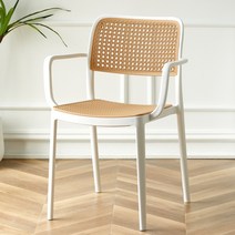 카페 실내 라탄의자 고급 인테리어 북유럽 등나무, 화이트 팔걸이, 1개