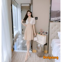 [HEIPANG] 여성 브이넥 슬림 미니 원피스